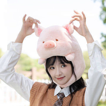 Winter Plush Stuffed Pig Hat, Scarf Cap